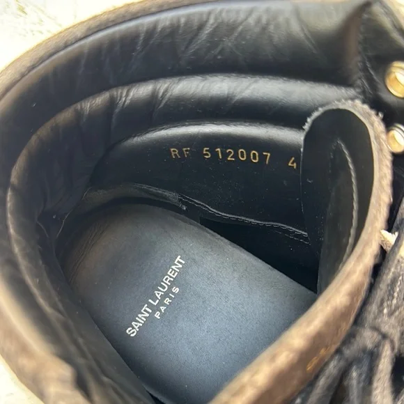 Saint Laurent Black High-Top Sneakers Sleek Minimalist Design - Picture 4 of 7